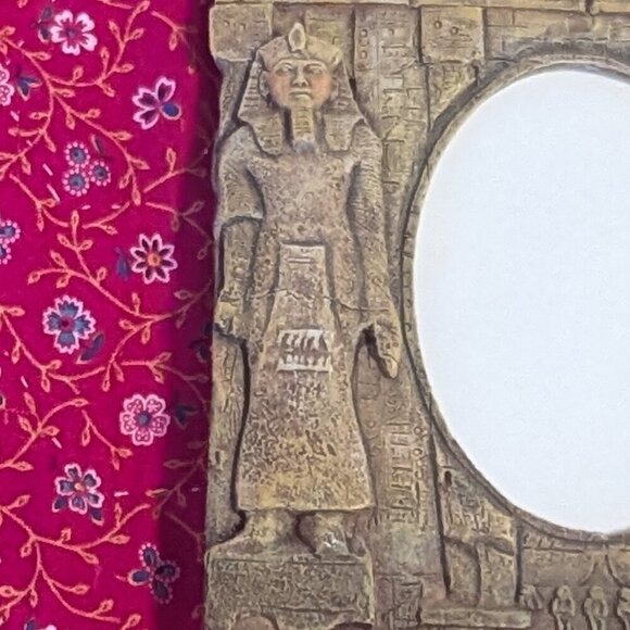 Egyptian Stone Frame Pharaoh Picture Art Deco Photo 1920s Revival Décor Vintage - Picture 5 of 6